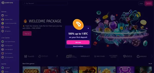 empireio casino lobby